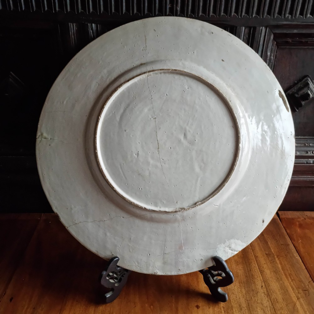 A massive 18th - 19th century majolica charger.  View X
