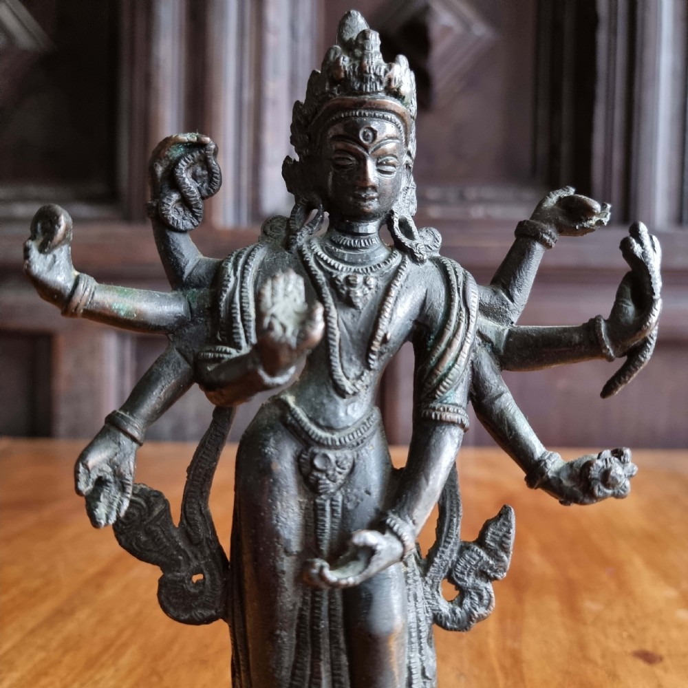 A late 19th century bronze figure of Vishnu. View IV