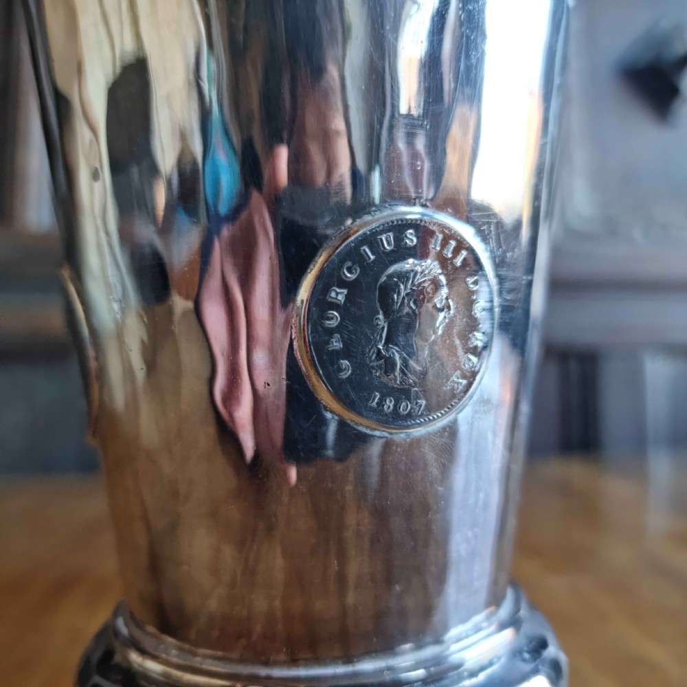 A George III silver plated gambling cup. View III
