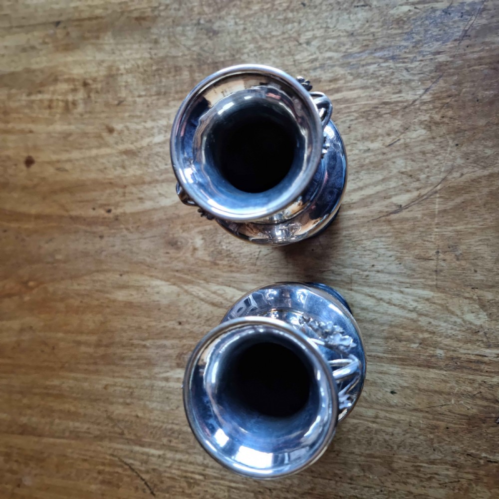 A pair of 19th century chinese silver plated vases. View III