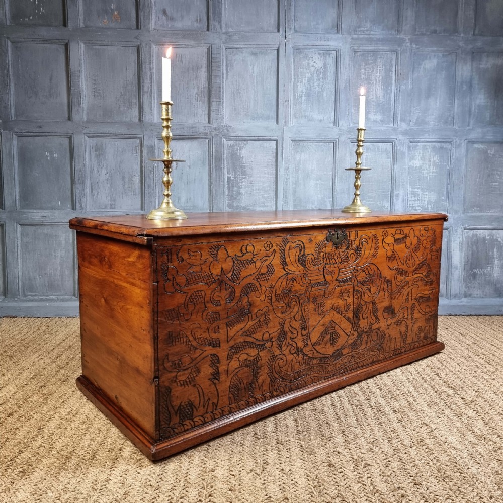 A 17th century English guild chest. View VIII