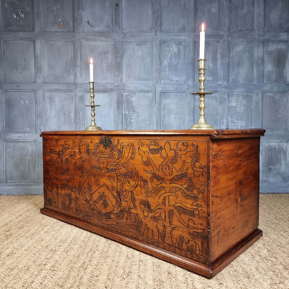 A 17th century English guild chest. View IX