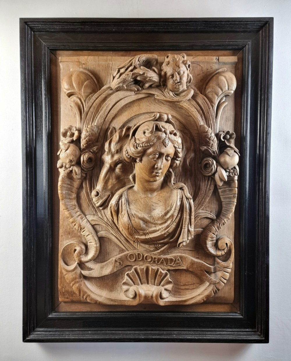 A Large 17th Century carved oak panel.