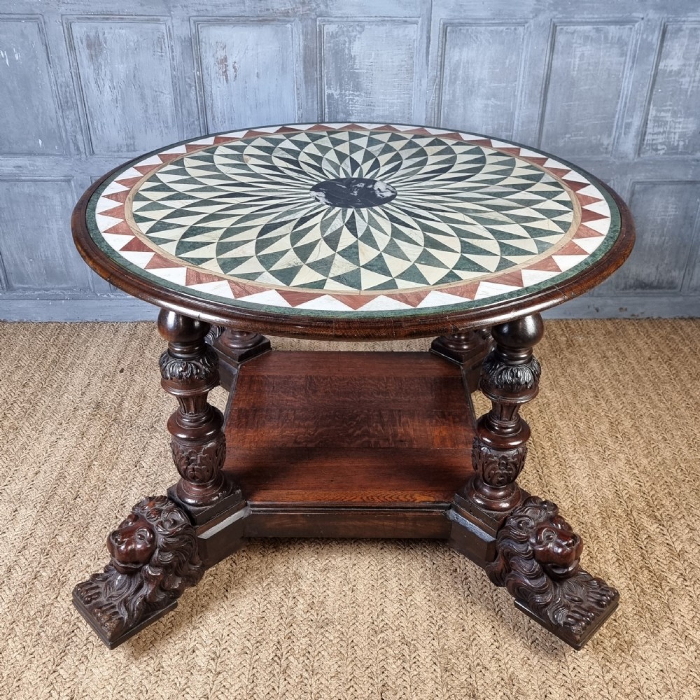A 19th century specimen marble center table.  View VII
