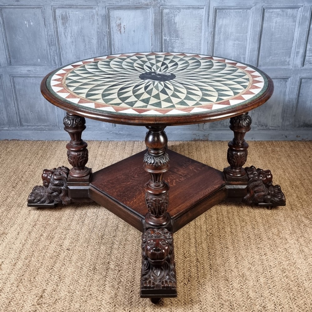 A 19th century specimen marble center table. 