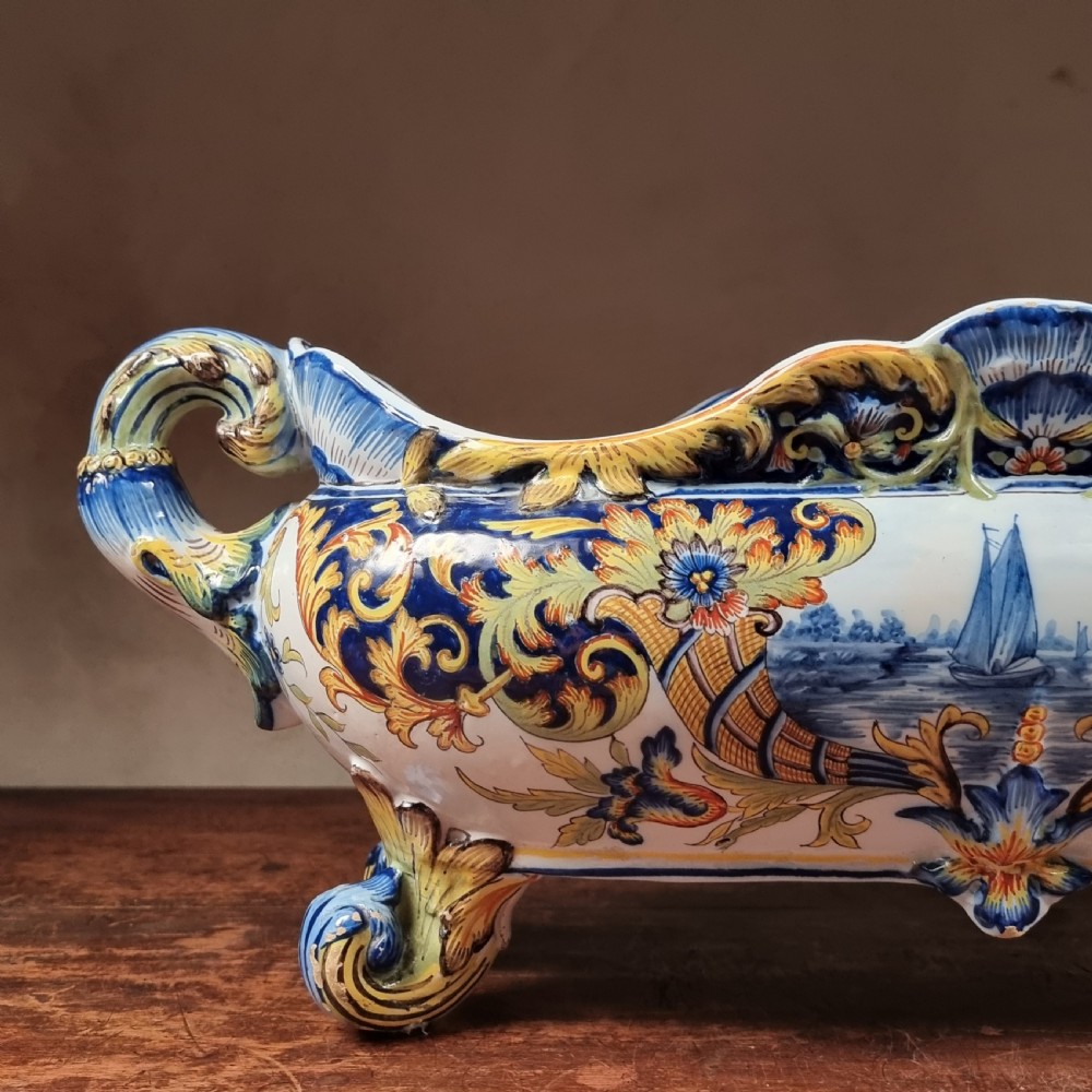 A large late 19thc majolica planter. View II