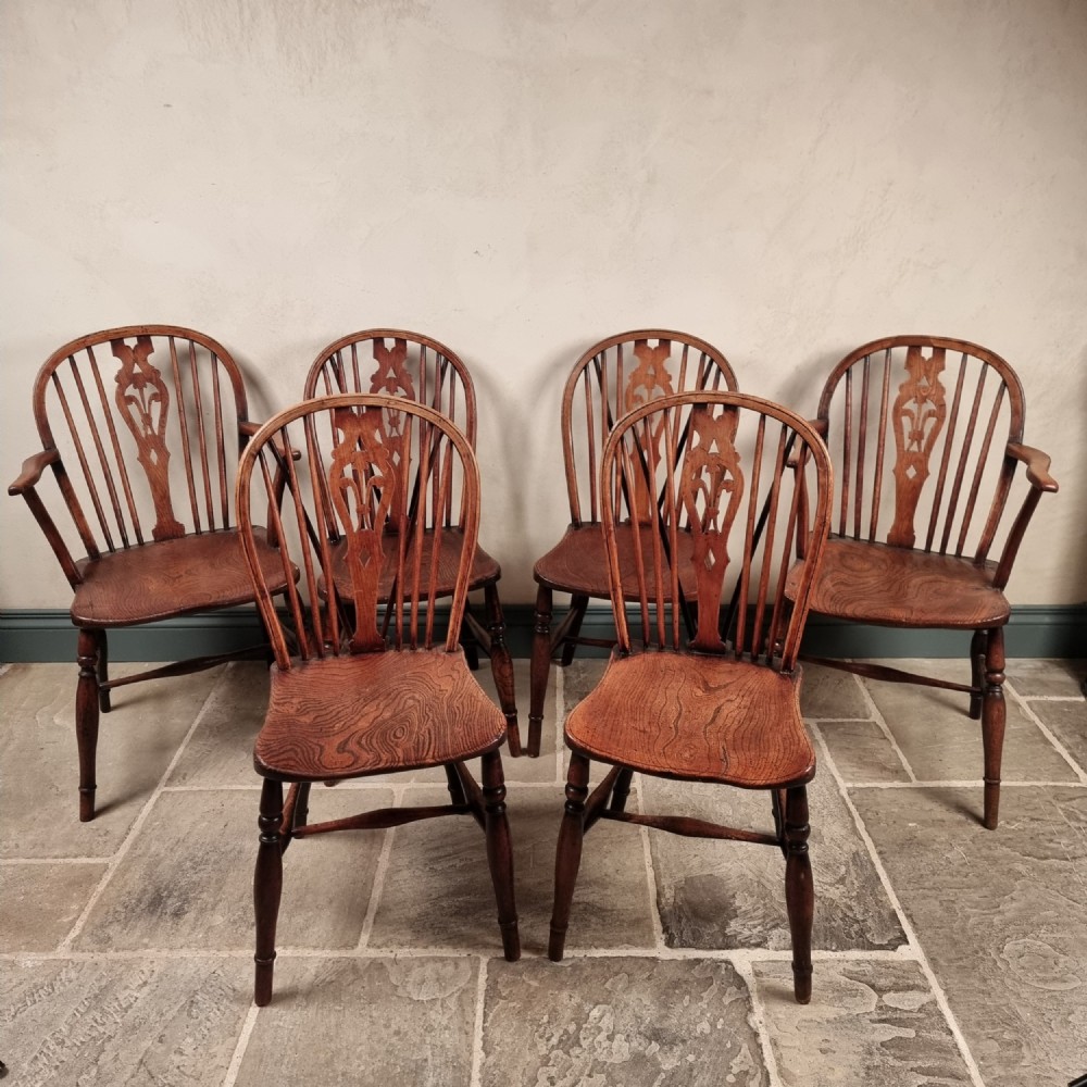 A set of six 19th century country chairs. 