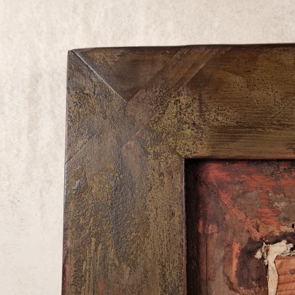 An Edwardian oil portrait of a lady framed in a wide burr wood moulding with a gilded inner border. View X