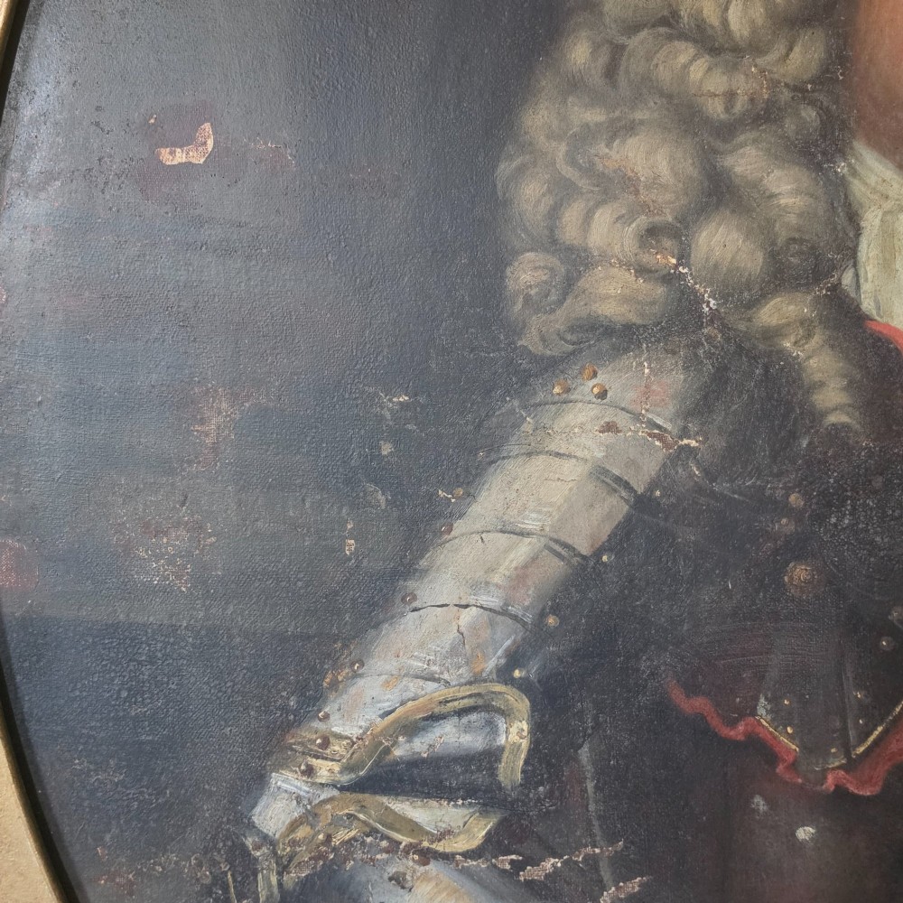 A large late 17th century portrait of a gentleman in armour. View V