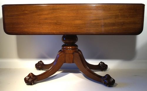 quality mahogany pedestal support pembroke table with fine claw feet circa 1840 - CATEGORY: ANTIQUE TABLES - DATED 1800