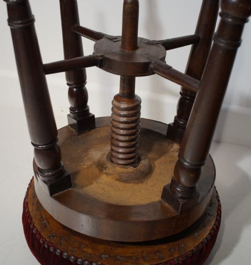 MAHOGANY SWIVEL RISE AND FALL STOOL CICA 1810 - ADDITIONAL PHOTO 1
