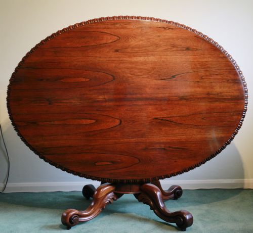 fine rosewood oval diningcenter table with fine moulded edging circa 1860s - CATEGORY: ANTIQUE TABLES - DATED 1860