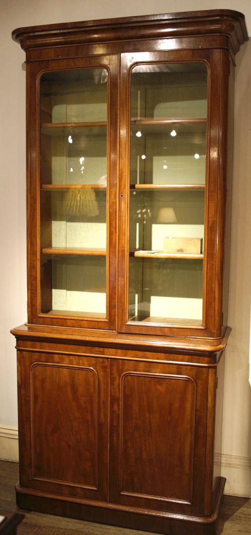 mahogany 1860s cupboard bookcase - CATEGORY: ANTIQUE BOOKCASES - DATED 1860