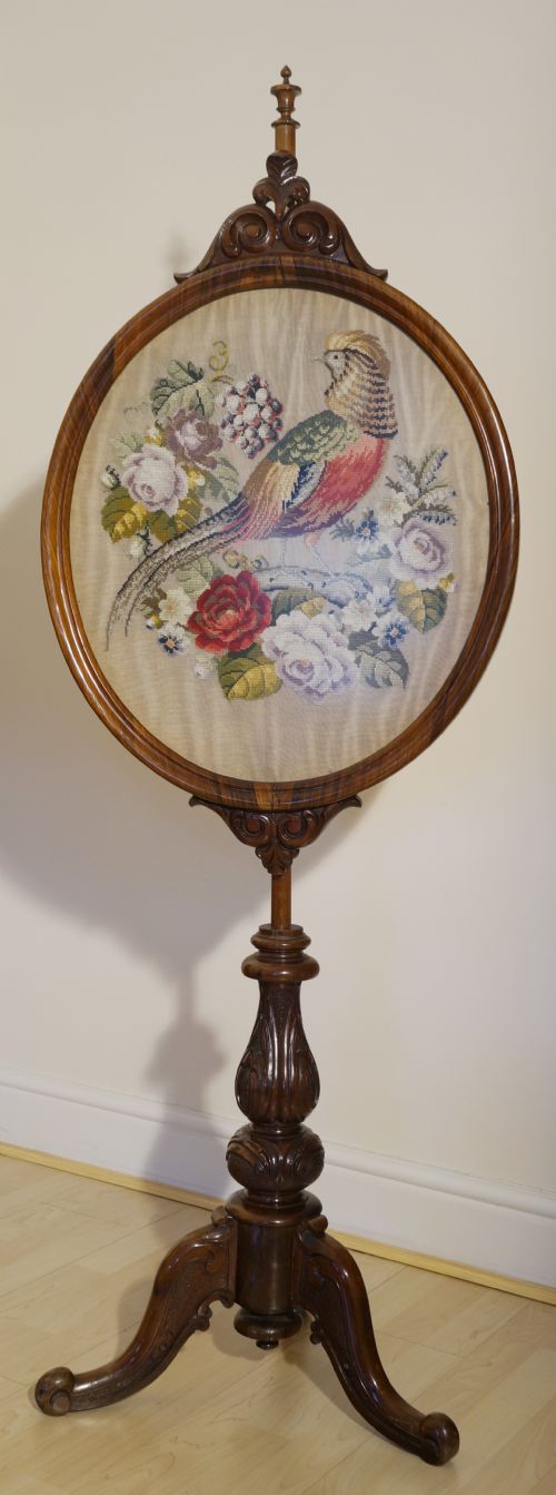 fine firepole screen - CATEGORY: ANTIQUE MISCELLANEOUS - DATED 1860