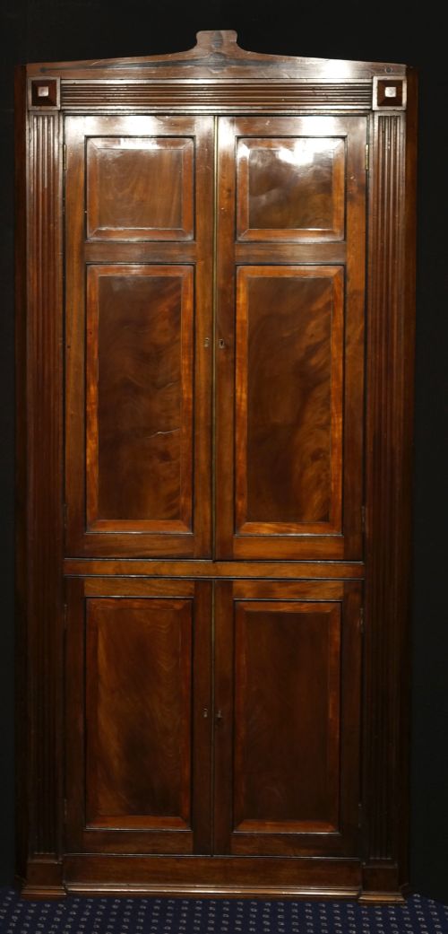 mahogany standing corner cupboard - CATEGORY: ANTIQUE CUPBOARDS - DATED 1800