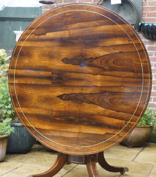 good regency rosewood table with brass inlay circa 1820s - CATEGORY: ANTIQUE TABLES - DATED REGENCY