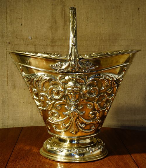 victorian brass coal bucket circa 1880s - CATEGORY: ANTIQUE FIREPLACES - DATED 1880