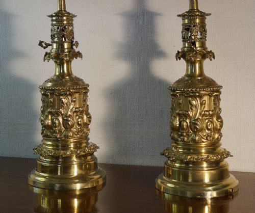 a fine pair of french moderator lamps circa 1860s - CATEGORY: ANTIQUE LIGHTING - DATED 1860