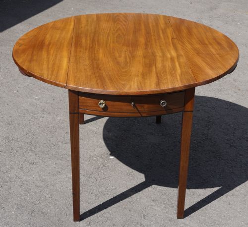 1820s georgian mahogany black lined inlaid oval pembroke table - CATEGORY: ANTIQUE TABLES - DATED GEORGIAN