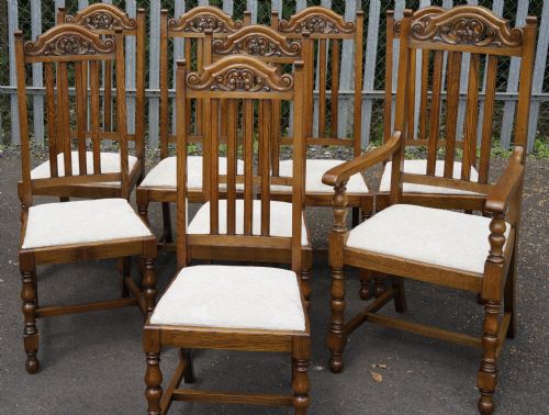 set of eight sequentially numbered oak dining chairs in superb condition circa 19001910 - CATEGORY: ANTIQUE CHAIRS - DATED 1900