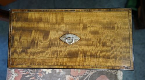 SATINWOOD TEA CADDY WITH BOXWOOD KINGWOOD AND EBONY STRINGING CIRCA 1800 - ADDITIONAL PHOTO 5