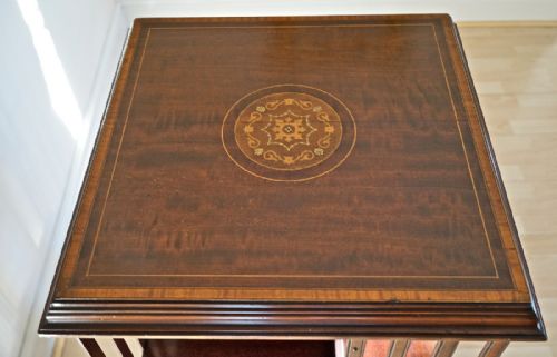 EDWARDIAN MAHOGANY AND INLAID REVOLVING BOOKCASE - ADDITIONAL PHOTO 1