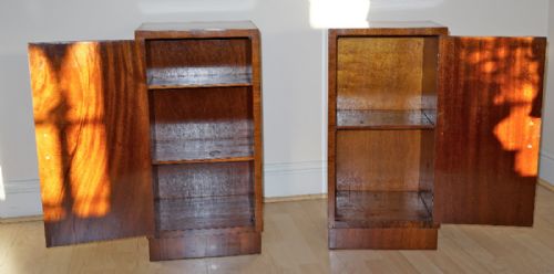 GOOD PAIR OF ART DECO PERIOD WALNUT BEDSIDE CUPBOARDS - ADDITIONAL PHOTO 1