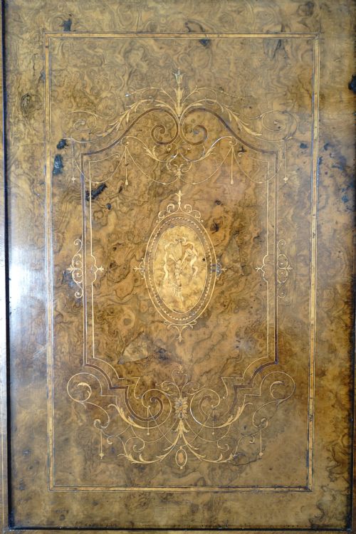 VICTORIAN WALNUT TWO DOOR CUPBOARD WITH FINELY INLAID DOORS - ADDITIONAL PHOTO 1