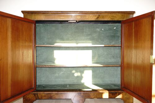 VICTORIAN WALNUT TWO DOOR CUPBOARD WITH FINELY INLAID DOORS - ADDITIONAL PHOTO 2