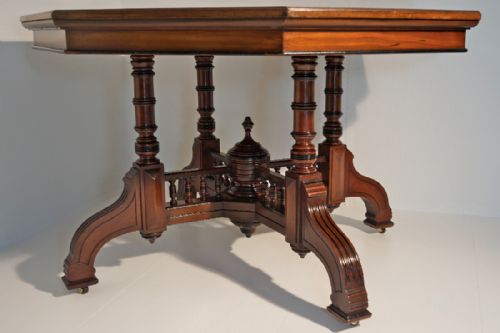 good size 120cm octagonal walnut dining table - CATEGORY: ANTIQUE TABLES - DATED VICTORIAN