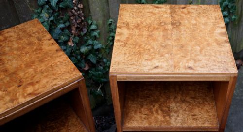 PAIR OF CLEAN BURR WALNUT BED SIDE CUPBOARDS - ADDITIONAL PHOTO 2