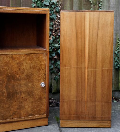 PAIR OF CLEAN BURR WALNUT BED SIDE CUPBOARDS - ADDITIONAL PHOTO 3