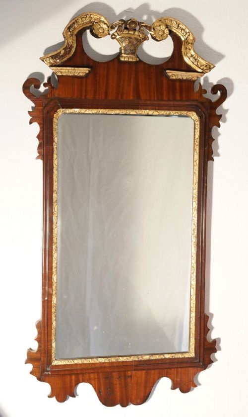 georgian mahogany wall mirror - CATEGORY: ANTIQUE MIRRORS - DATED GEORGIAN
