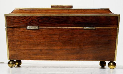 GOOD REGENCY ROSEWOOD BRASS INLAID CASKETTEA CADDY - ADDITIONAL PHOTO 2