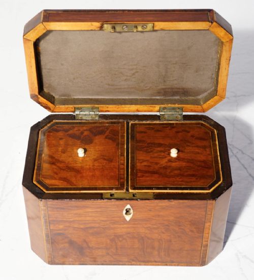 UNUSUAL PARTRIDGE AND KINGWOOD BANDED TEA CADDY 1790S - ADDITIONAL PHOTO 1