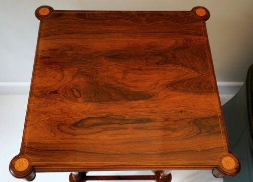 VICTORIAN EDWARDIAN ROSEWOOD AND BOXWOOD INLAID TWOTIER OCCASIONAL TABLE OF UNUSUAL DESIGN BEAUTIFULLY - ADDITIONAL PHOTO 5