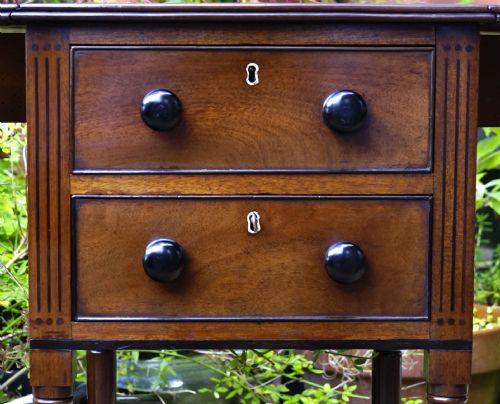 MAHOGANY TWO DRAWER OCCASIONAL TABLE WITH SOLID EBONY HANDLES - ADDITIONAL PHOTO 2