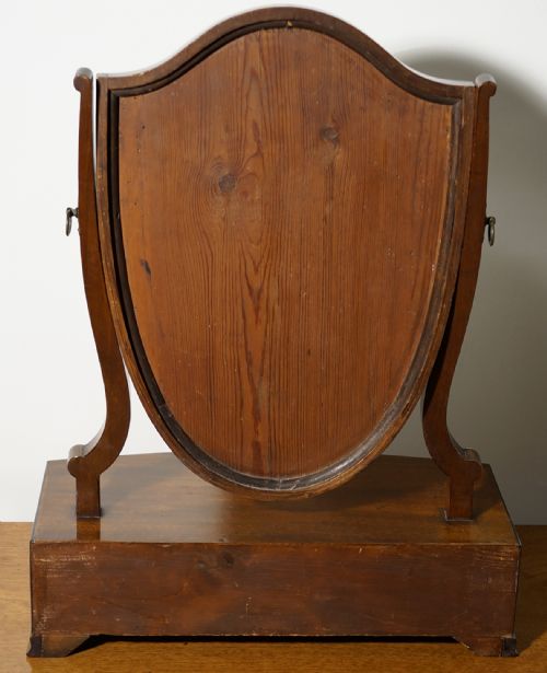 MAHOGANY BOW FRONTED AND INLAID THREEDRAWER MIRROR WITH ATTRACTIVE SHIELD SHAPED MIRROR - ADDITIONAL PHOTO 3