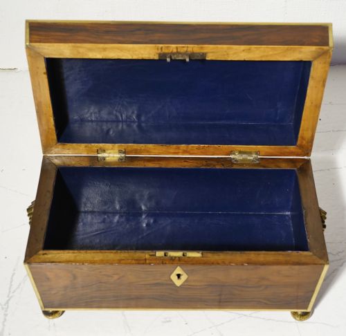 GOOD REGENCY ROSEWOOD BRASS INLAID CASKETTEA CADDY - ADDITIONAL PHOTO 5