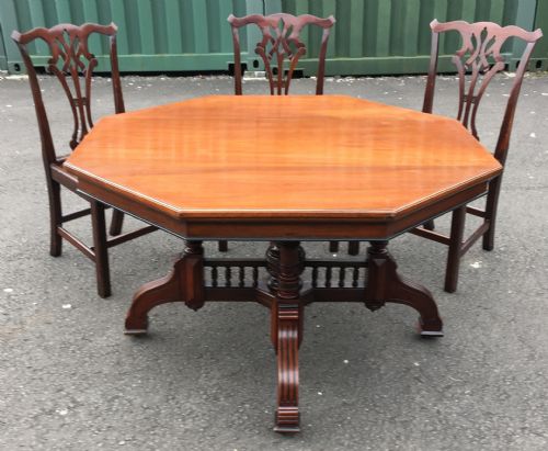 GOOD SIZE 120CM OCTAGONAL WALNUT DINING TABLE - ADDITIONAL PHOTO 2