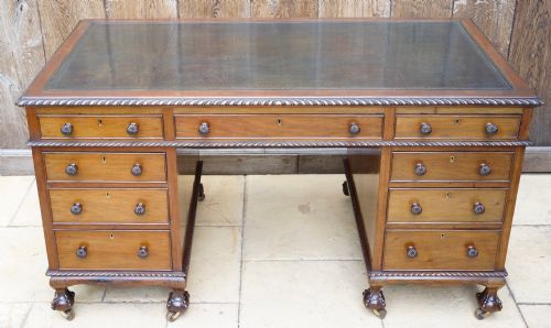 excellent quality solid mahogany threepiece pedestal desk circa 1920 - CATEGORY: ANTIQUE DESKS - DATED 1920