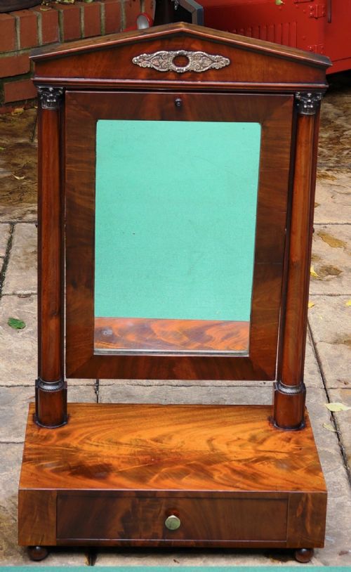 FINELY FIGURED MAHOGANY BRASS MOUNTED SINGLE DRAWER SWING MIRROR CIRCA1850 - ADDITIONAL PHOTO 1