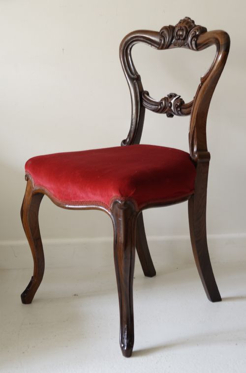 SET OF SIX VICTORIAN SOLID ROSEWOOD DINING CHAIRS WITH FINELY CARVED DETAIL SUPPORTED - ADDITIONAL PHOTO 3