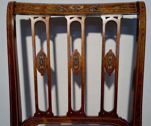 A SUPERB EDWARDIAN PAIR OF SOLID INLAID ROSEWOOD CHAIRS - ADDITIONAL PHOTO 5