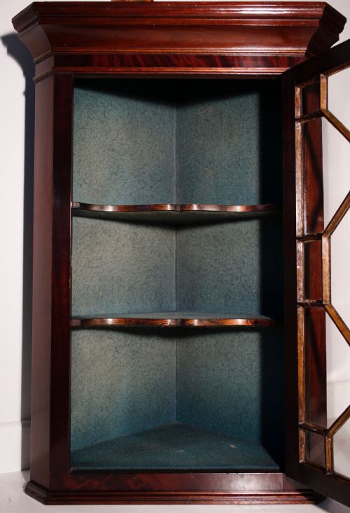 WALL HANGING MAHOGANY CORNER CUPBOARDCABINET - ADDITIONAL PHOTO 2