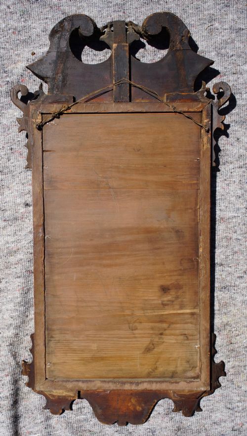 GEORGIAN MAHOGANY WALL MIRROR WITH GILDED SWAN NECK PEDIMENT 1760S - ADDITIONAL PHOTO 5