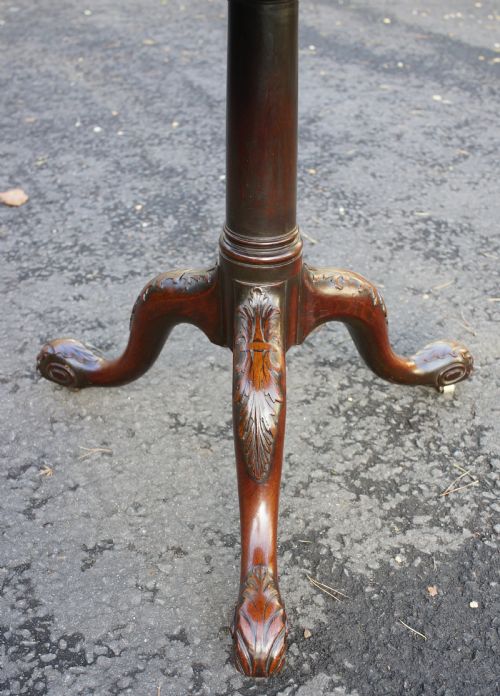GEORGIAN SOLID MAHOGANY TRIPOD TABLE WITH ONEPIECE TOP W92CM X D92CM - ADDITIONAL PHOTO 3