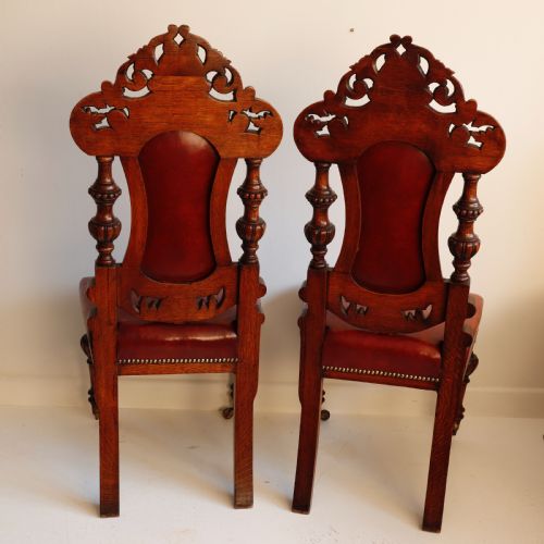VICTORIAN HEAVILY OAK CARVED OAK SINGLE CHAIRS - ADDITIONAL PHOTO 4