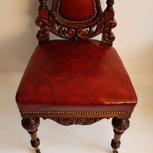 VICTORIAN HEAVILY OAK CARVED OAK SINGLE CHAIRS - ADDITIONAL PHOTO 5