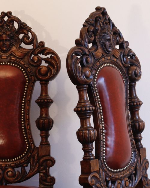 VICTORIAN HEAVILY OAK CARVED OAK SINGLE CHAIRS - ADDITIONAL PHOTO 7